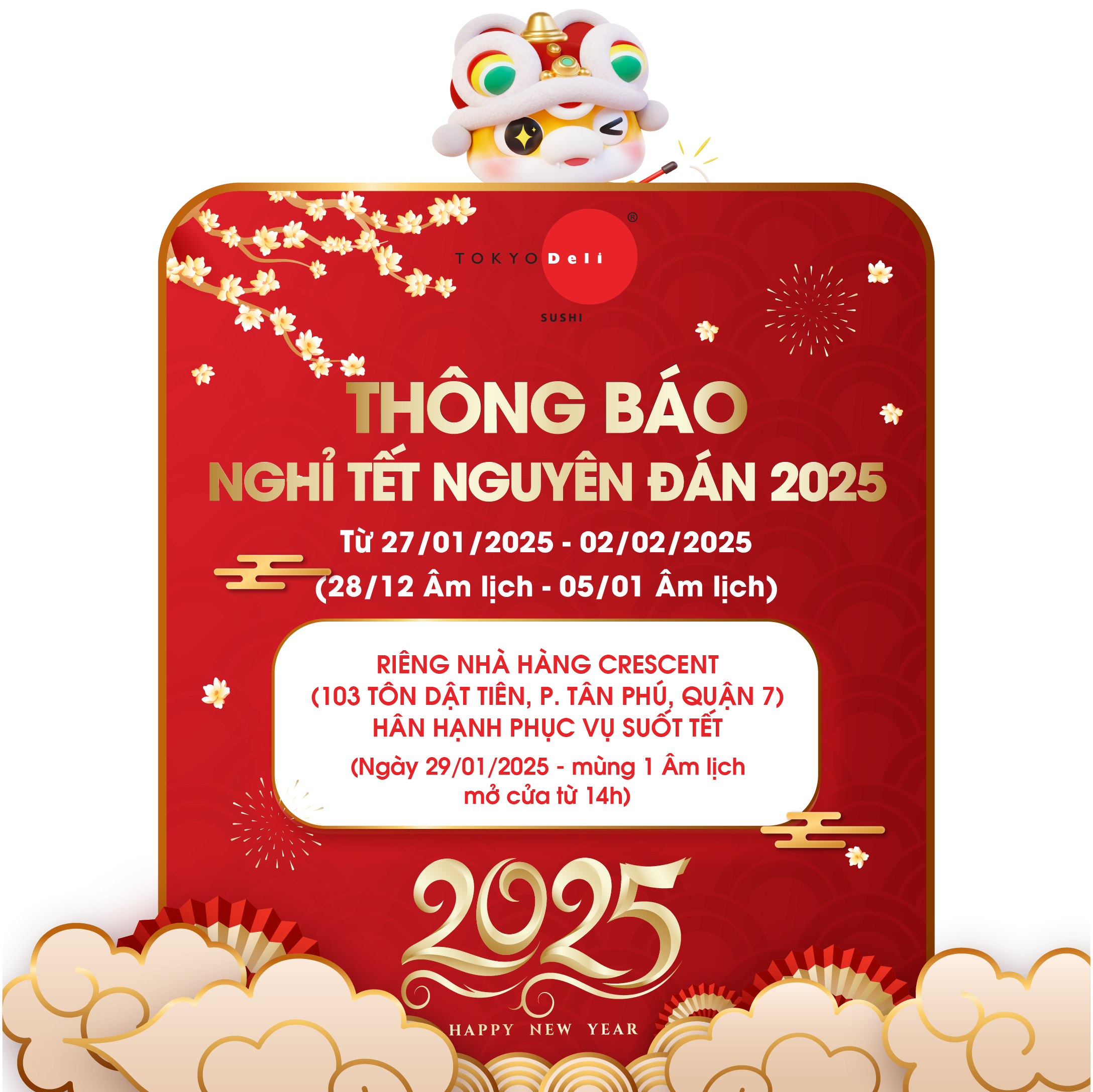 THÔNG BÁO: LỊCH NGHỈ TẾT NGUYÊN ĐÁN 2025